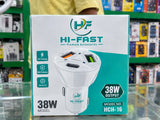 HI-FAST HCH-16 38W Fast Car Charger with USB-A & Type-C Ports