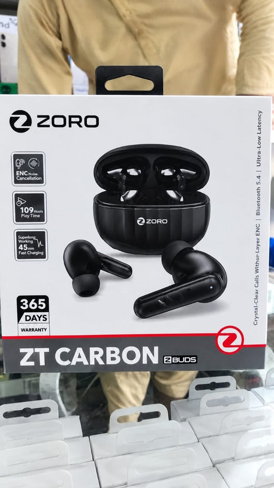 ZORO ZT Carbon 2Buds Wireless Bluetooth Earbuds with ENC & Charging Case