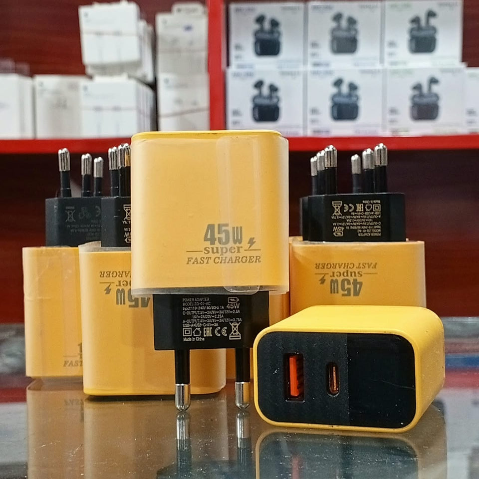 45W Super Fast Charger Adapter with USB-A & USB-C Dual Ports